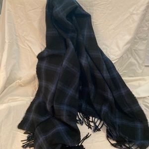 Oversized Black/Blue Plaid Scarf